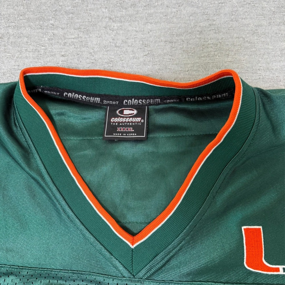 Vintage Rare Miami Hurricanes #32 Men's 4XL Colosseum Football Jersey Green NCAA - Picture 5 of 14